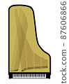 Illustration of a grand piano and strings inside as seen from above 87606866