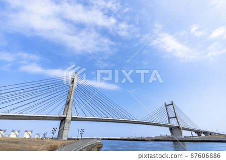 Blue Sky and Matsukawaura Ohashi, Soma City, Fukushima Prefecture 87606886