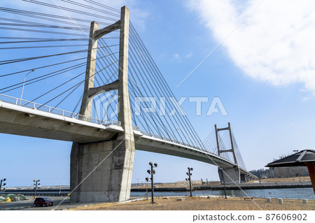 Blue Sky and Matsukawaura Ohashi, Soma City, Fukushima Prefecture 87606902