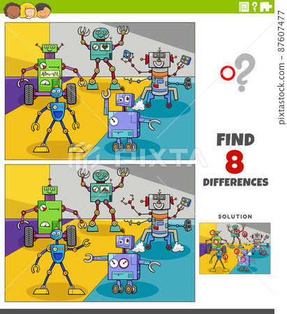 differences educational task with robots fantasy characters 87607477