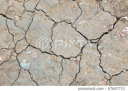 View of the cracked gray earth. Earthquake. View of the cracked gray earth. Earthquake. 87607715