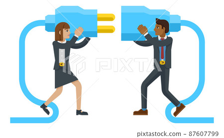 Connecting Plug Fitting Together Business Concept Connecting Plug Fitting Together Business Concept 87607799