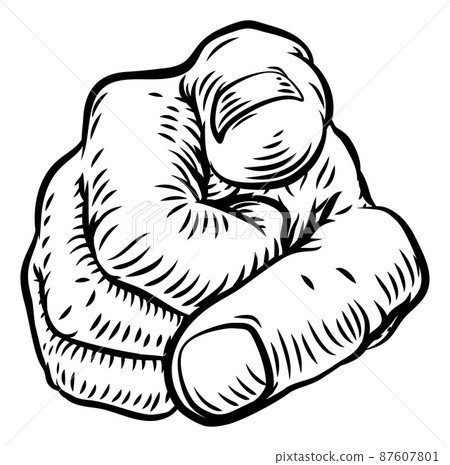 Hand Pointing Finger At You Vintage Woodcut Style Hand Pointing Finger At You Vintage Woodcut Style 87607801