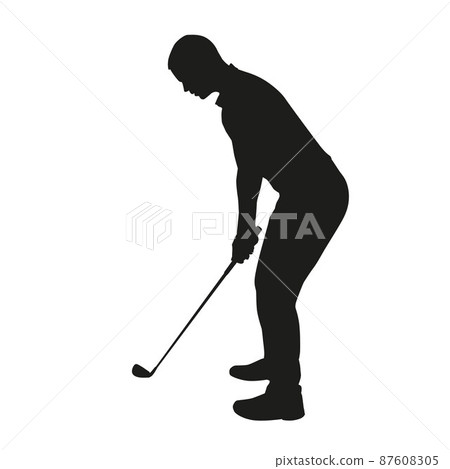 Golfer isolated silhouette 87608305
