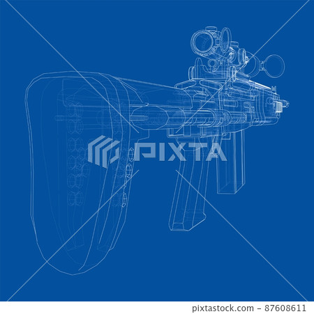 Machine Gun. Vector rendering of 3d 87608611