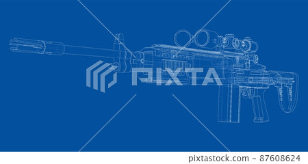 Machine Gun. Vector rendering of 3d 87608624
