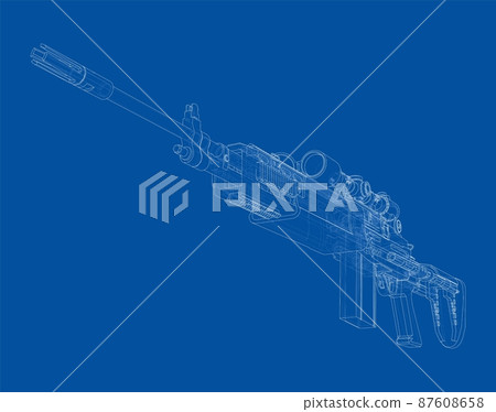 Machine Gun. Vector rendering of 3d 87608658