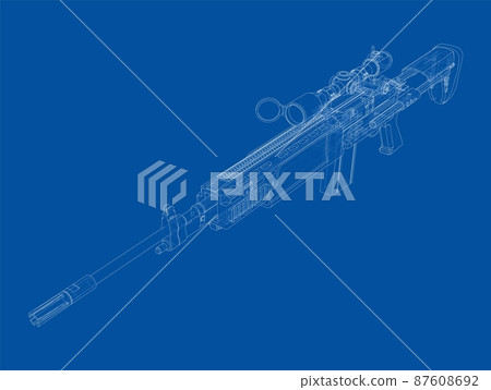 Machine Gun. Vector rendering of 3d 87608692