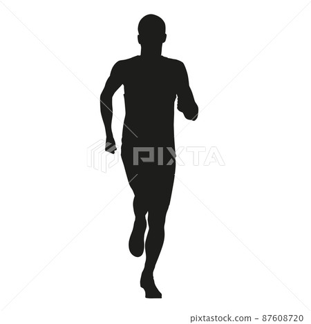 Running young man. Isolated vector silhouette Running young man. Isolated vector silhouette 87608720