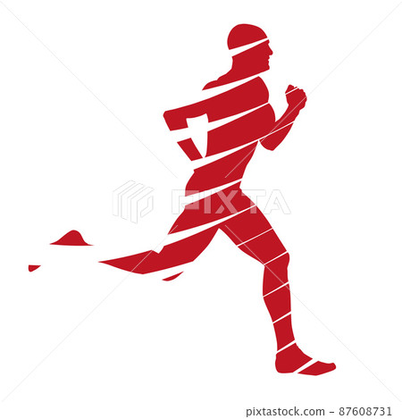 Abstract red runner silhouette Abstract red runner silhouette 87608731