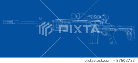 Machine Gun. Vector rendering of 3d 87608758