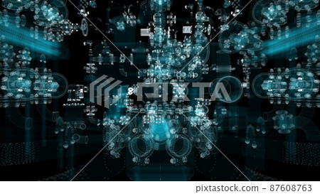 Particle hologram industrial equipment, valves, pipes and sensors Particle hologram industrial equipment, valves, pipes and sensors 87608763