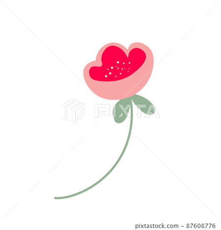 Flower based on traditional folk art ornaments. Isolated colorful scandy flowers. Scandinavian style. Sweden nordic style. Vector illustration. Simple minimalistic nature element 87608776