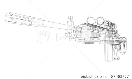 Machine Gun. Vector rendering of 3d 87608777