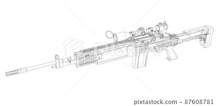 Machine Gun. Vector rendering of 3d 87608781