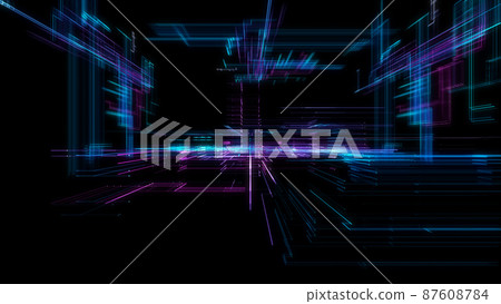 Digital Cyberspace with Particles. Techology background 87608784