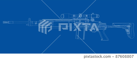 Machine Gun. Vector rendering of 3d 87608807
