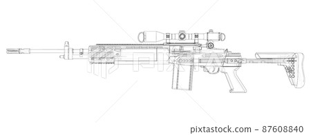 Machine Gun. Vector rendering of 3d 87608840