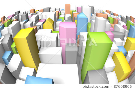 3D image of abstract cityscape (fisheye lens) 3D image of abstract cityscape (fisheye lens) 87608906