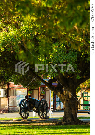 The streets of Akaroa, a town located on the Banks Peninsula on the South Island of New Zealand The streets of Akaroa, a town located on the Banks Peninsula on the South Island of New Zealand 87609570