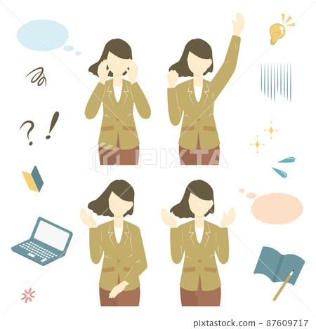 一組支持各種姿勢技能提高的偶像和女性 一組支持各種姿勢技能提高的偶像和女性 87609717