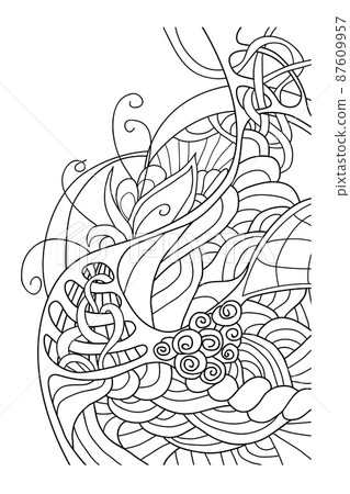 Doodle pattern with doodle waves and lines. Doodle pattern with doodle waves and lines. 87609957