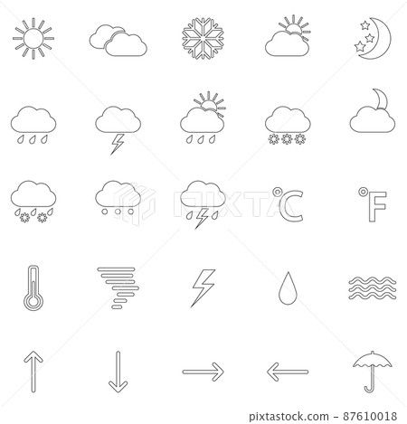 Set of contours of weather icons, vector illustration Set of contours of weather icons, vector illustration 87610018