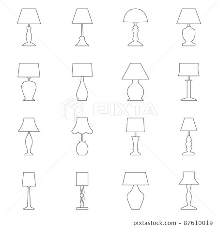 Set of contours of lamps, vector illustration Set of contours of lamps, vector illustration 87610019