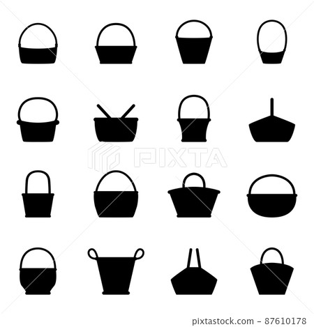 Set of silhouettes of wicker baskets, vector illustration Set of silhouettes of wicker baskets, vector illustration 87610178