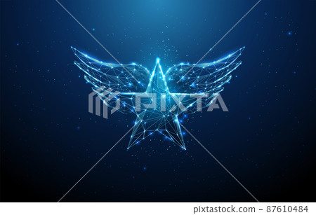 Abstract low poly blue star with wings 87610484