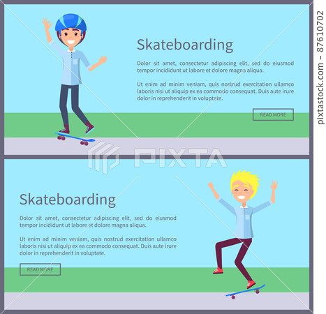 Skateboarding Web Pages Set Vector Illustration 87610702