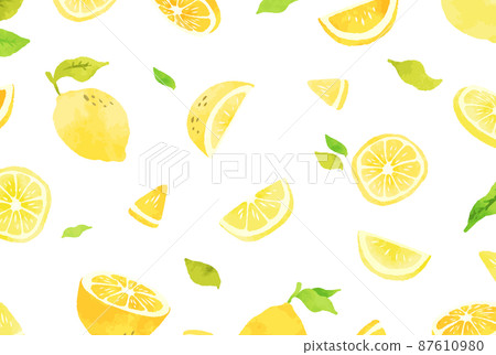Fresh and beautiful watercolor lemon background illustration 87610980