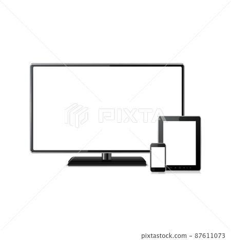 Tv, smartphone, and tablet gadget set illustration isolated on white background 87611073
