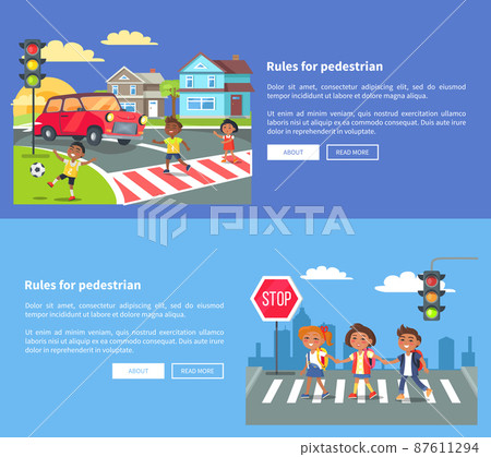 Rules for Pedestrians Set of Banners with Text 87611294