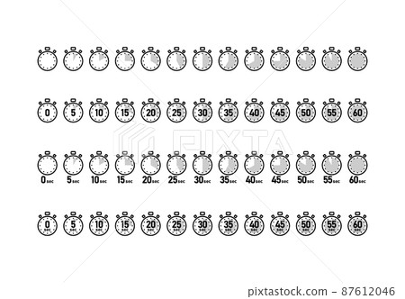 Vector illustration icon set for stopwatch in 5 second increments 87612046
