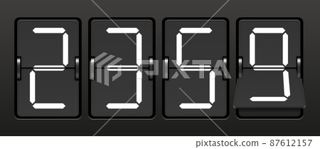 Flip clock vector illustration isolated on dark background Flip clock vector illustration isolated on dark background 87612157