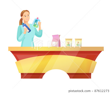 Woman at Pet Shop Buying Food Vector Illustration Woman at Pet Shop Buying Food Vector Illustration 87612273