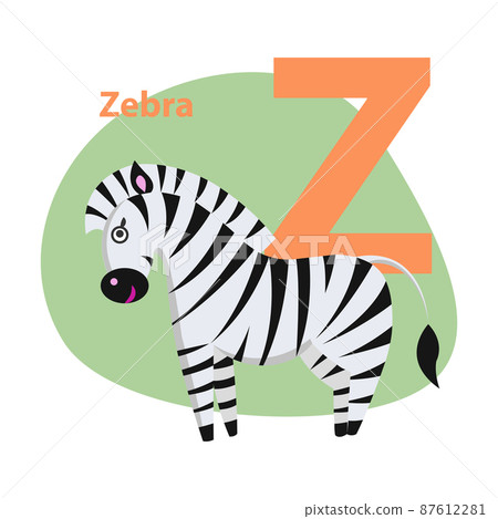 Zoo ABC Letter with Cute Zebra Cartoon Vector 87612281