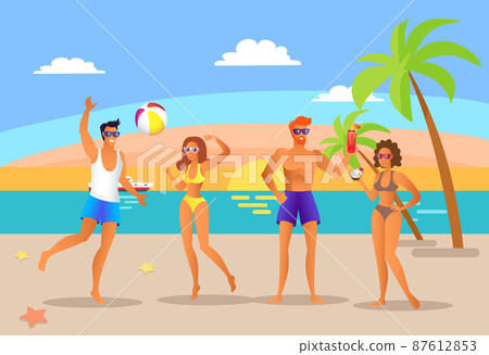 Summer People Communicating Vector Illustration 87612853