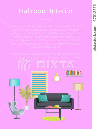 Hallroom Interior Banner, Vector Illustration Hallroom Interior Banner, Vector Illustration 87612856