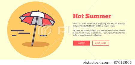 Hot Summer Banner Depicting Beach Umbrella 87612906