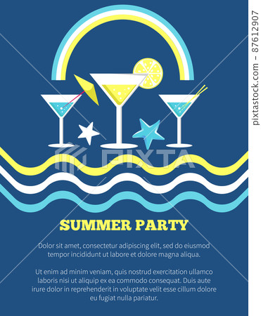 Summer Party Poster with Martini Glasses Vector 87612907