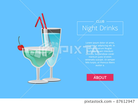 Club Night Drinks Web Poster with Blue Cocktails Club Night Drinks Web Poster with Blue Cocktails 87612947
