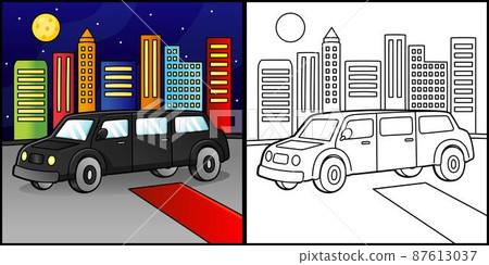 Limo Coloring Page Vehicle Illustration 87613037