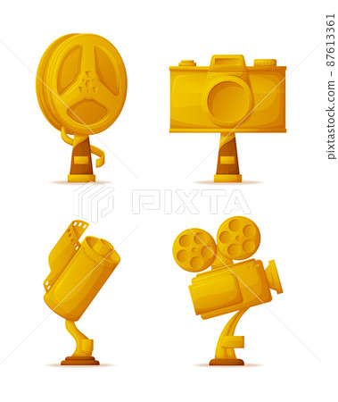 Photo and Video Camera Shape Gold Awards or Prizes Photo and Video Camera Shape Gold Awards or Prizes 87613361