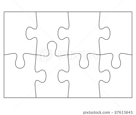 Blank Jigsaw Puzzle 8 pieces. Simple line art style for printing and web. Stock illustration 87613643