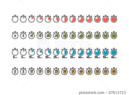 Vector illustration icon set for stopwatch in 5 second increments 87613725