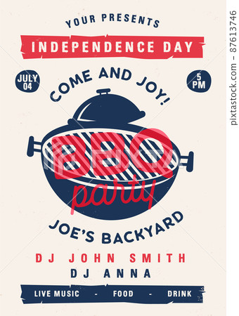 Independence day Barbecue party flyer. 4th of July BBQ poster template design. Summer barbeque editable card. Stock illustration Independence day Barbecue party flyer. 4th of July BBQ poster template design. Summer barbeque editable card. Stock illustration 87613746