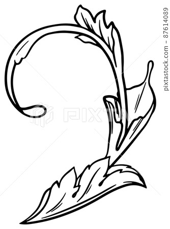 Hand-painted monochrome ivy pattern single item vector material 87614089