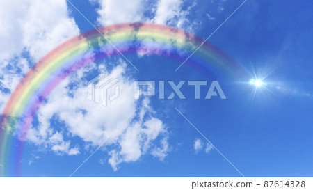 Bright blue sky with rainbow and sunshine _wide_18 Bright blue sky with rainbow and sunshine _wide_18 87614328